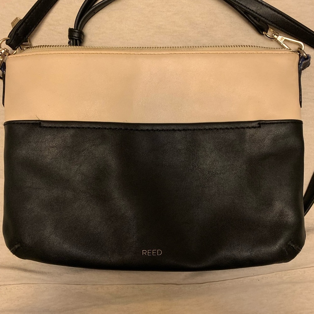 Reed Black And Taupe Crossbody Purse